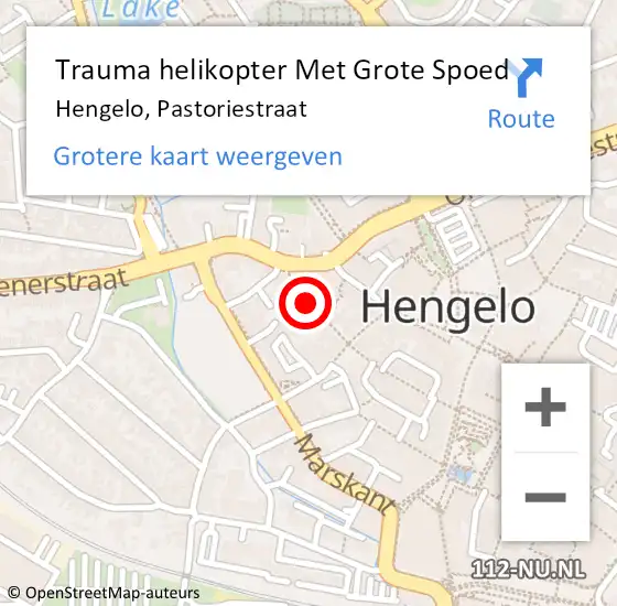 Locatie op kaart van de 112 melding: Trauma helikopter Met Grote Spoed Naar Hengelo, Pastoriestraat op 16 november 2024 21:45