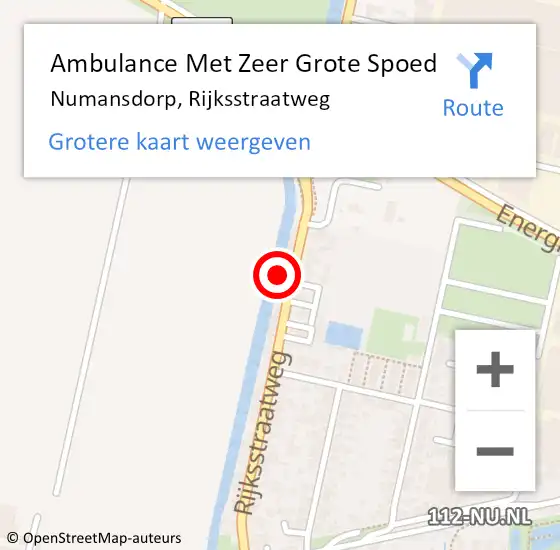 Locatie op kaart van de 112 melding: Ambulance Met Zeer Grote Spoed Naar Numansdorp, Rijksstraatweg op 16 november 2024 22:03