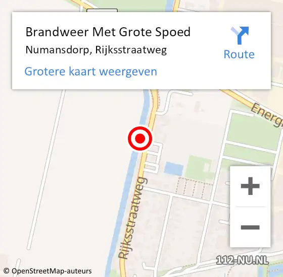 Locatie op kaart van de 112 melding: Brandweer Met Grote Spoed Naar Numansdorp, Rijksstraatweg op 16 november 2024 22:03