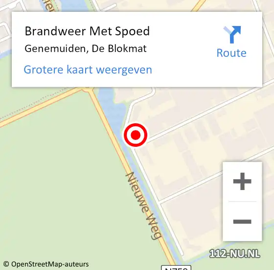 Locatie op kaart van de 112 melding: Brandweer Met Spoed Naar Genemuiden, De Blokmat op 16 november 2024 22:04