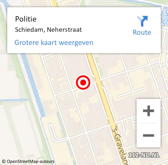 Locatie op kaart van de 112 melding: Politie Schiedam, Neherstraat op 16 november 2024 22:08