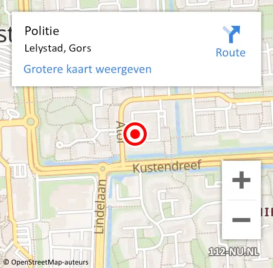 Locatie op kaart van de 112 melding: Politie Lelystad, Gors op 16 november 2024 22:27