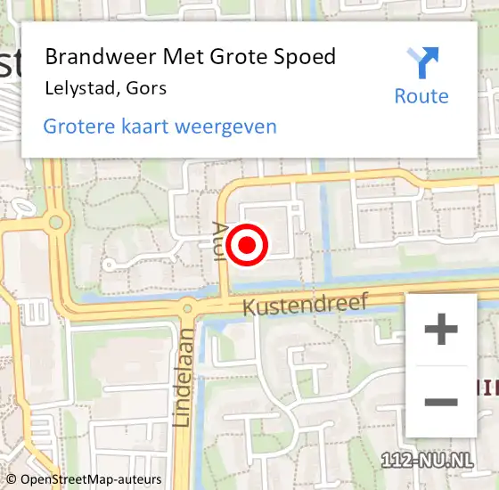 Locatie op kaart van de 112 melding: Brandweer Met Grote Spoed Naar Lelystad, Gors op 16 november 2024 22:29