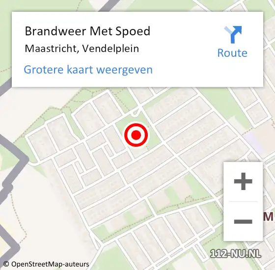 Locatie op kaart van de 112 melding: Brandweer Met Spoed Naar Maastricht, Vendelplein op 16 november 2024 22:33