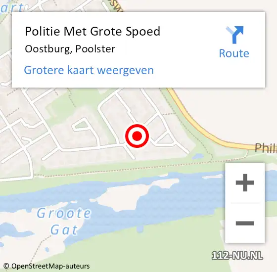 Locatie op kaart van de 112 melding: Politie Met Grote Spoed Naar Oostburg, Poolster op 16 november 2024 22:33