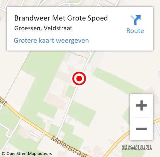 Locatie op kaart van de 112 melding: Brandweer Met Grote Spoed Naar Groessen, Veldstraat op 16 november 2024 22:36