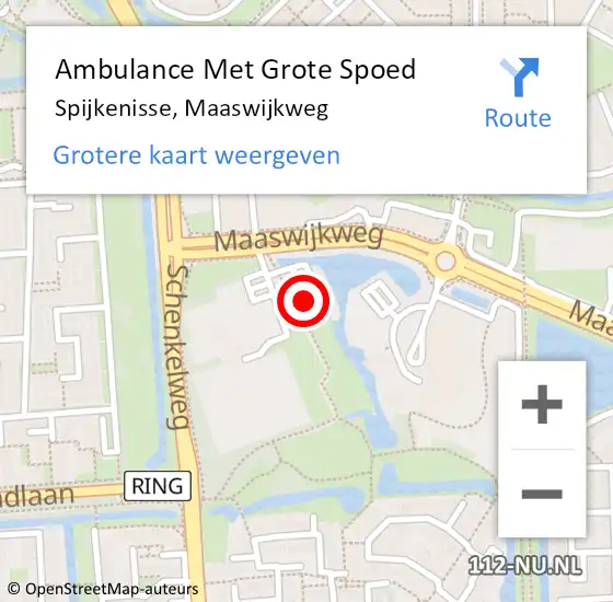 Locatie op kaart van de 112 melding: Ambulance Met Grote Spoed Naar Spijkenisse, Maaswijkweg op 16 november 2024 22:39