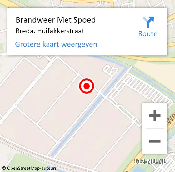 Locatie op kaart van de 112 melding: Brandweer Met Spoed Naar Breda, Huifakkerstraat op 16 november 2024 23:02