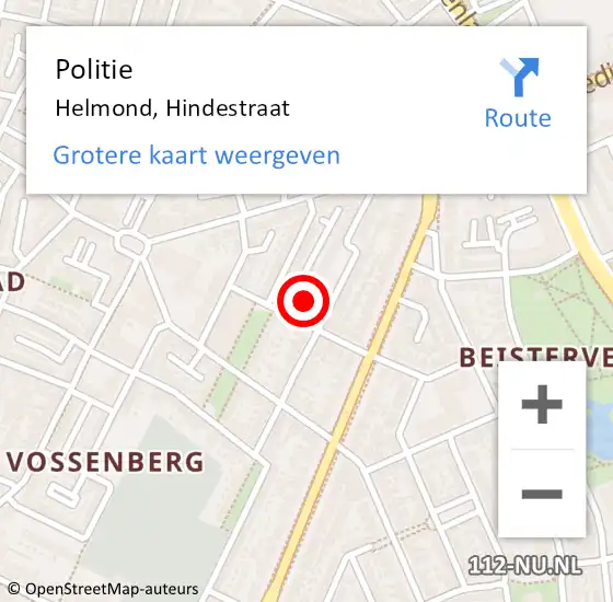 Locatie op kaart van de 112 melding: Politie Helmond, Hindestraat op 16 november 2024 23:09