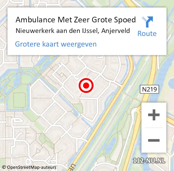 Locatie op kaart van de 112 melding: Ambulance Met Zeer Grote Spoed Naar Nieuwerkerk aan den IJssel, Anjerveld op 16 november 2024 23:13