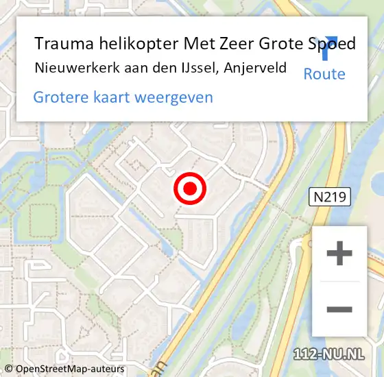 Locatie op kaart van de 112 melding: Trauma helikopter Met Zeer Grote Spoed Naar Nieuwerkerk aan den IJssel, Anjerveld op 16 november 2024 23:14