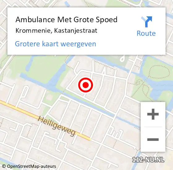 Locatie op kaart van de 112 melding: Ambulance Met Grote Spoed Naar Krommenie, Kastanjestraat op 16 november 2024 23:24