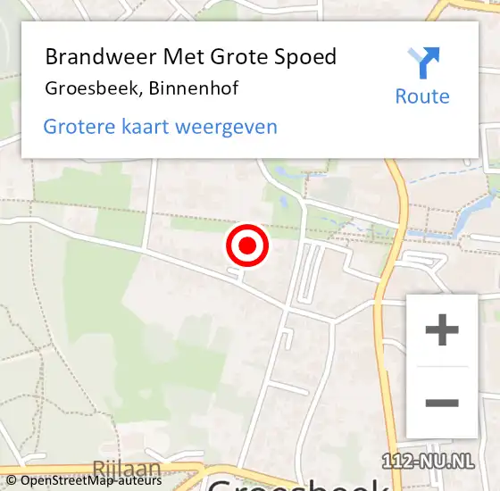 Locatie op kaart van de 112 melding: Brandweer Met Grote Spoed Naar Groesbeek, Binnenhof op 16 november 2024 23:26