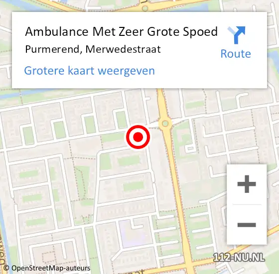 Locatie op kaart van de 112 melding: Ambulance Met Zeer Grote Spoed Naar Purmerend, Merwedestraat op 16 november 2024 23:28