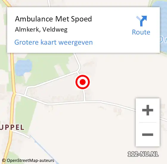 Locatie op kaart van de 112 melding: Ambulance Met Spoed Naar Almkerk, Veldweg op 27 oktober 2014 10:17