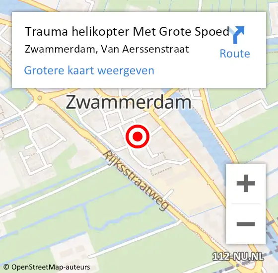 Locatie op kaart van de 112 melding: Trauma helikopter Met Grote Spoed Naar Zwammerdam, Van Aerssenstraat op 16 november 2024 23:43