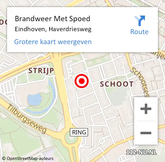 Locatie op kaart van de 112 melding: Brandweer Met Spoed Naar Eindhoven, Haverdriesweg op 16 november 2024 23:48