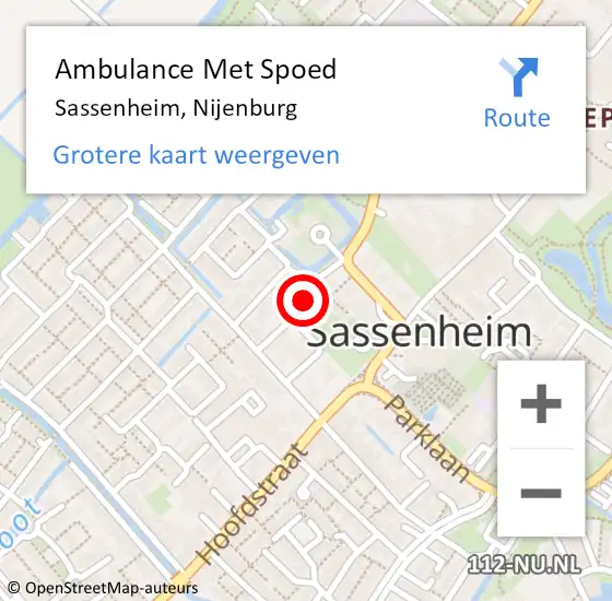 Locatie op kaart van de 112 melding: Ambulance Met Spoed Naar Sassenheim, Nijenburg op 16 november 2024 23:49