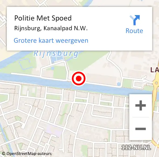 Locatie op kaart van de 112 melding: Politie Met Spoed Naar Rijnsburg, Kanaalpad N.W. op 16 november 2024 23:50