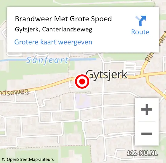 Locatie op kaart van de 112 melding: Brandweer Met Grote Spoed Naar Gytsjerk, Canterlandseweg op 16 november 2024 23:50