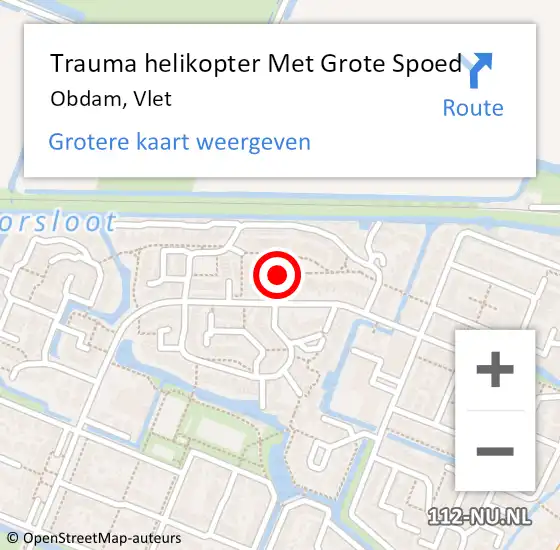 Locatie op kaart van de 112 melding: Trauma helikopter Met Grote Spoed Naar Obdam, Vlet op 17 november 2024 00:03