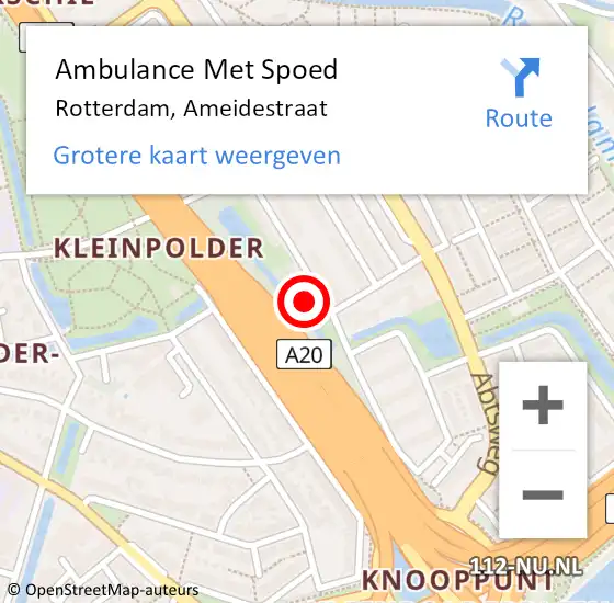 Locatie op kaart van de 112 melding: Ambulance Met Spoed Naar Rotterdam, Ameidestraat op 17 november 2024 00:07