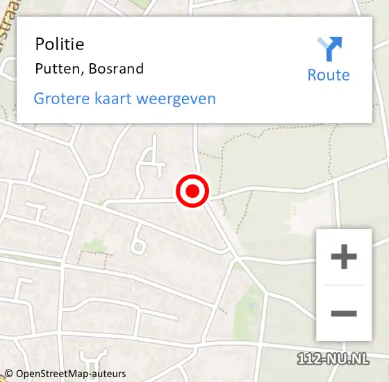 Locatie op kaart van de 112 melding: Politie Putten, Bosrand op 17 november 2024 00:19