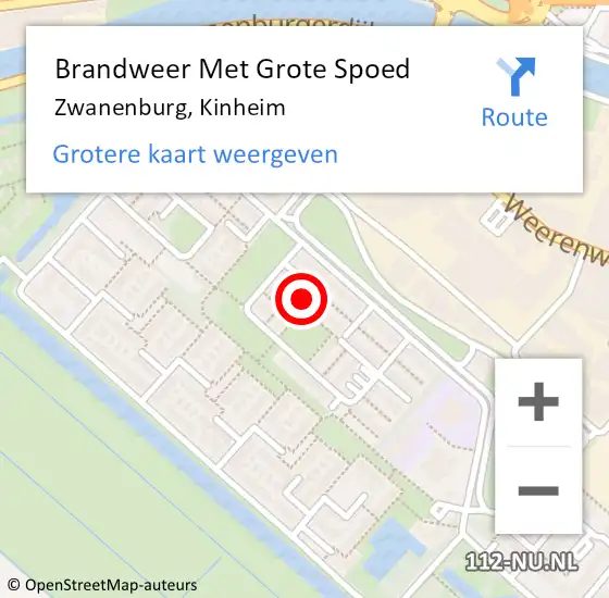 Locatie op kaart van de 112 melding: Brandweer Met Grote Spoed Naar Zwanenburg, Kinheim op 17 november 2024 00:22