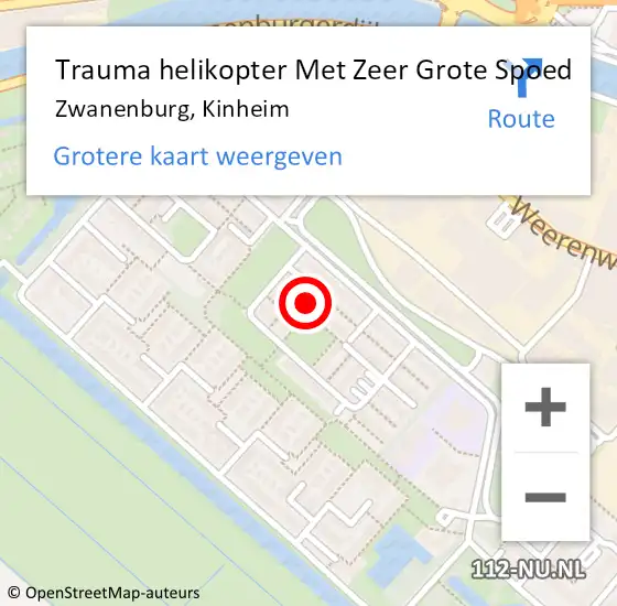 Locatie op kaart van de 112 melding: Trauma helikopter Met Zeer Grote Spoed Naar Zwanenburg, Kinheim op 17 november 2024 00:23