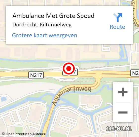 Locatie op kaart van de 112 melding: Ambulance Met Grote Spoed Naar 's-Gravendeel, Kiltunnelweg op 17 november 2024 00:24