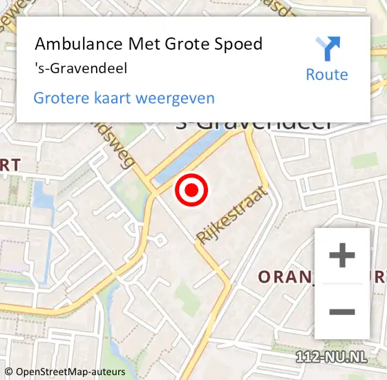 Locatie op kaart van de 112 melding: Ambulance Met Grote Spoed Naar 's-Gravendeel op 17 november 2024 00:24