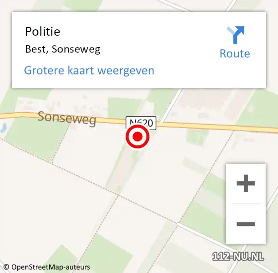 Locatie op kaart van de 112 melding: Politie Best, Sonseweg op 17 november 2024 00:25