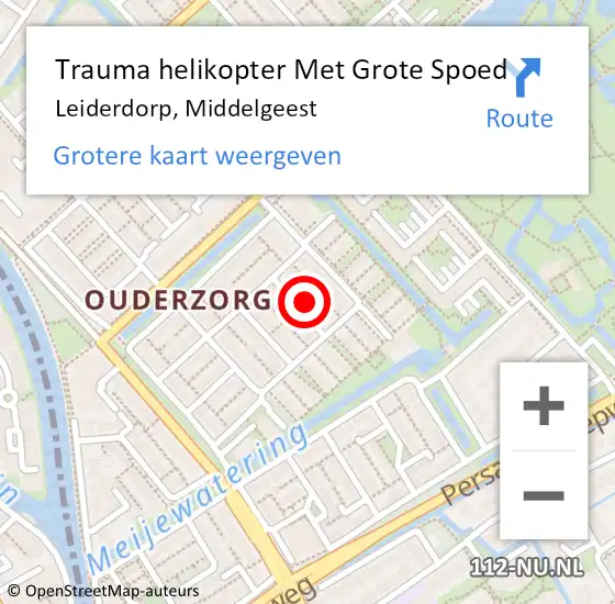 Locatie op kaart van de 112 melding: Trauma helikopter Met Grote Spoed Naar Leiderdorp, Middelgeest op 17 november 2024 00:30