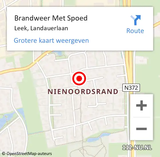 Locatie op kaart van de 112 melding: Brandweer Met Spoed Naar Leek, Landauerlaan op 17 november 2024 01:23