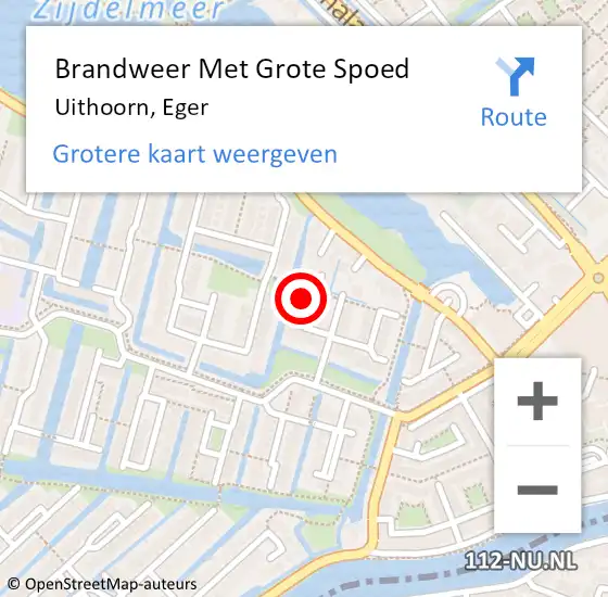 Locatie op kaart van de 112 melding: Brandweer Met Grote Spoed Naar Uithoorn, Eger op 17 november 2024 01:34