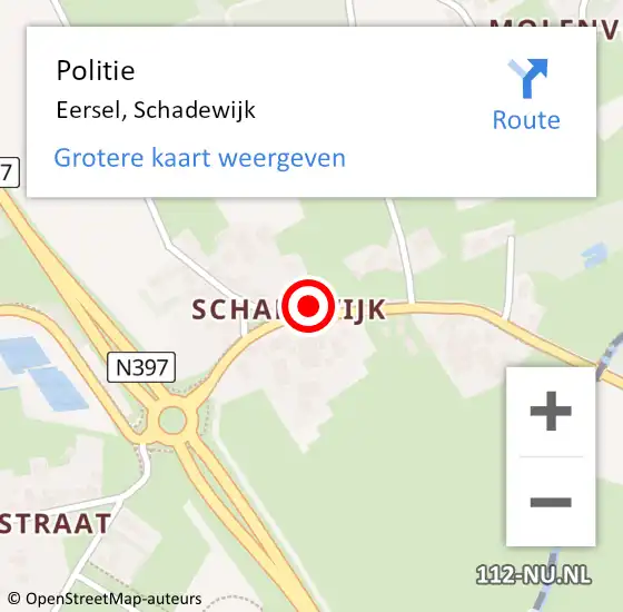 Locatie op kaart van de 112 melding: Politie Eersel, Schadewijk op 17 november 2024 01:40