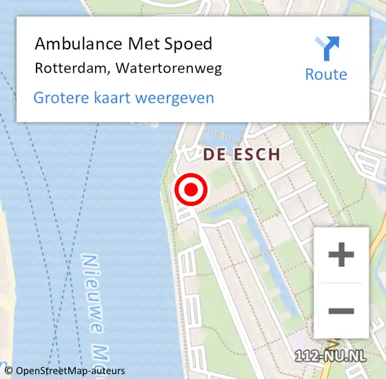 Locatie op kaart van de 112 melding: Ambulance Met Spoed Naar Rotterdam, Watertorenweg op 17 november 2024 01:50