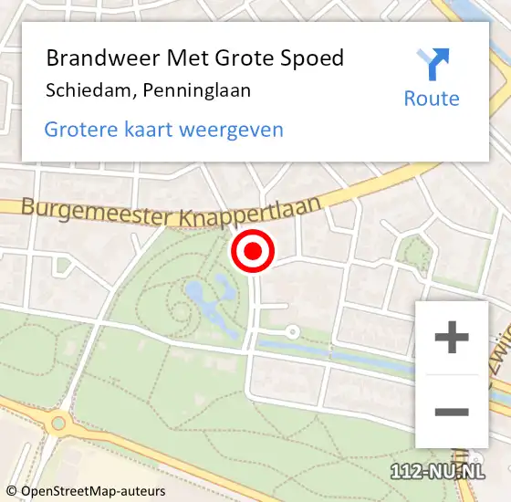 Locatie op kaart van de 112 melding: Brandweer Met Grote Spoed Naar Schiedam, Penninglaan op 17 november 2024 02:30