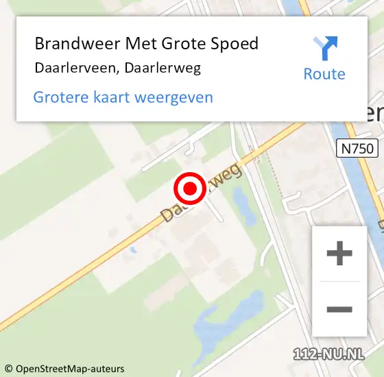 Locatie op kaart van de 112 melding: Brandweer Met Grote Spoed Naar Daarlerveen, Daarlerweg op 17 november 2024 02:30