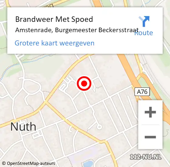 Locatie op kaart van de 112 melding: Brandweer Met Spoed Naar Amstenrade, Burgemeester Beckersstraat op 17 november 2024 03:02