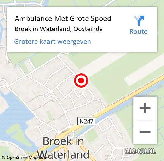 Locatie op kaart van de 112 melding: Ambulance Met Grote Spoed Naar Broek in Waterland, Oosteinde op 17 november 2024 03:12