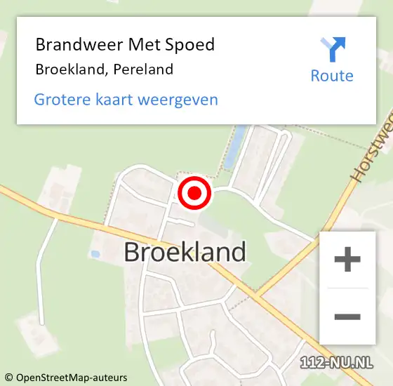 Locatie op kaart van de 112 melding: Brandweer Met Spoed Naar Broekland, Pereland op 17 november 2024 03:14