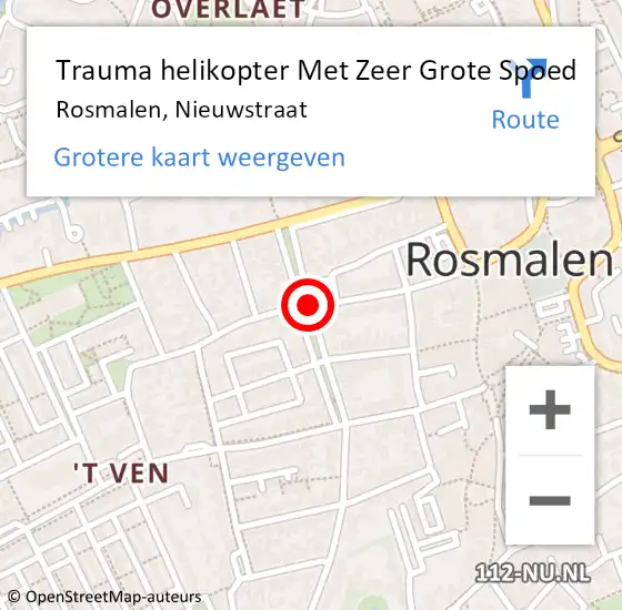 Locatie op kaart van de 112 melding: Trauma helikopter Met Zeer Grote Spoed Naar Rosmalen, Nieuwstraat op 17 november 2024 03:58