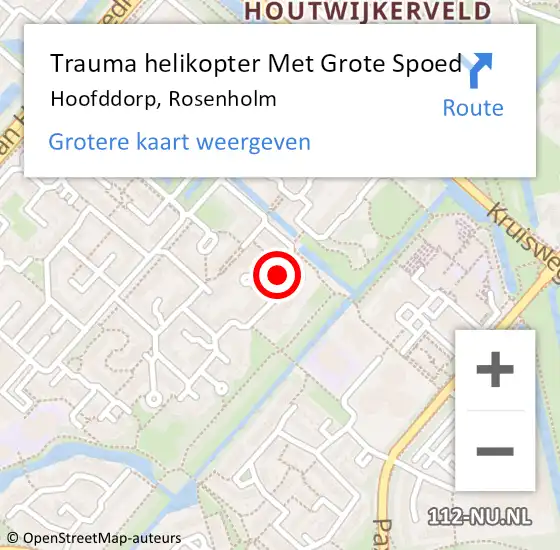 Locatie op kaart van de 112 melding: Trauma helikopter Met Grote Spoed Naar Hoofddorp, Rosenholm op 17 november 2024 04:25