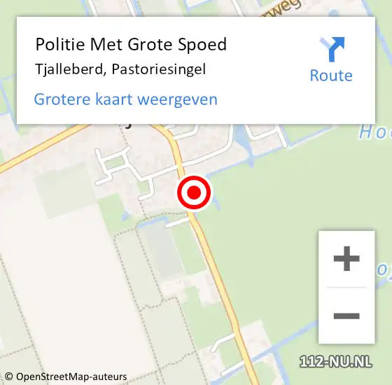 Locatie op kaart van de 112 melding: Politie Met Grote Spoed Naar Tjalleberd, Pastoriesingel op 17 november 2024 04:44