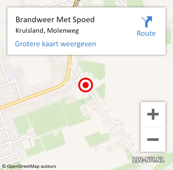 Locatie op kaart van de 112 melding: Brandweer Met Spoed Naar Kruisland, Molenweg op 17 november 2024 04:44