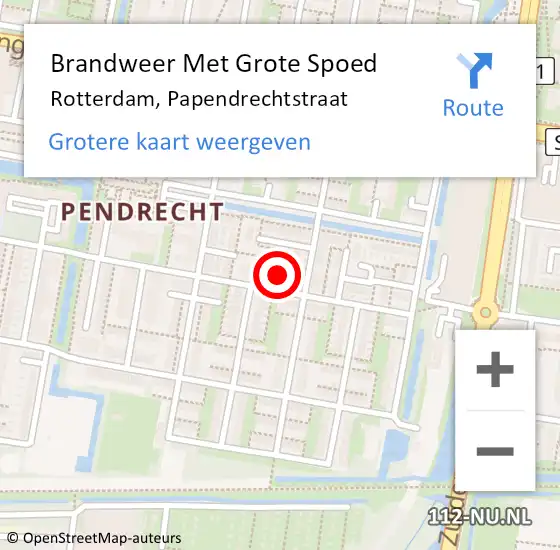 Locatie op kaart van de 112 melding: Brandweer Met Grote Spoed Naar Rotterdam, Papendrechtstraat op 17 november 2024 05:47