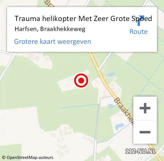 Locatie op kaart van de 112 melding: Trauma helikopter Met Zeer Grote Spoed Naar Harfsen, Braakhekkeweg op 17 november 2024 06:31