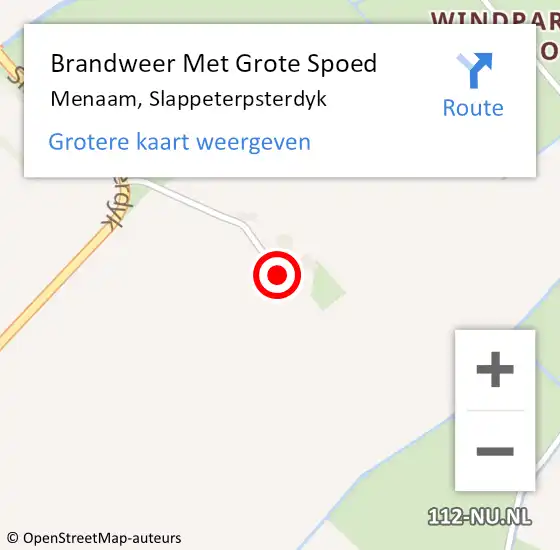 Locatie op kaart van de 112 melding: Brandweer Met Grote Spoed Naar Menaam, Slappeterpsterdyk op 17 november 2024 07:01