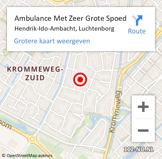 Locatie op kaart van de 112 melding: Ambulance Met Zeer Grote Spoed Naar Hendrik-Ido-Ambacht, Luchtenborg op 17 november 2024 08:30